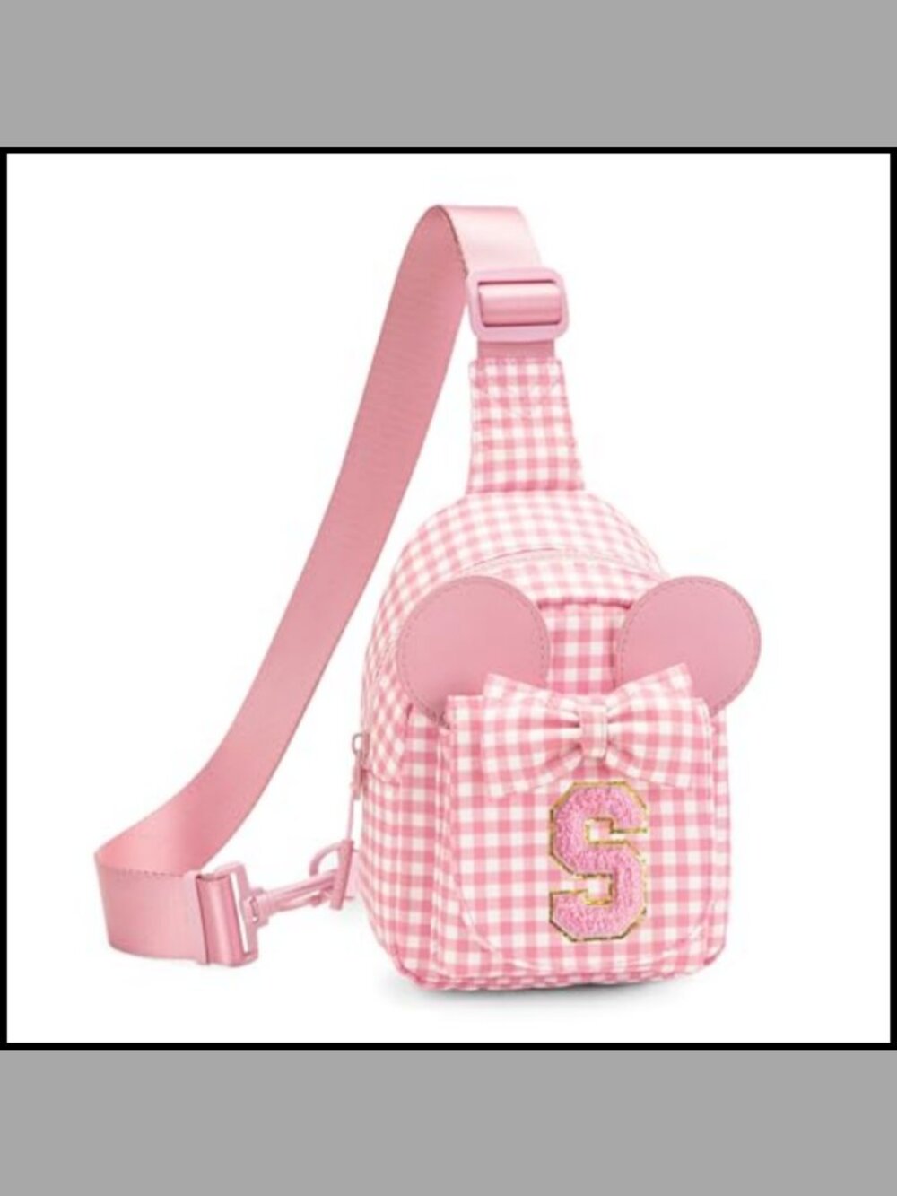 Plaid Sling Bag Crossbody Fanny Pack Adjustable Strap Zipper Nylon